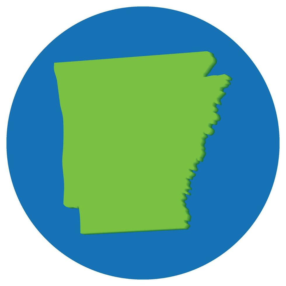 Arkansas state map in globe shape green with blue circle color. Map of the US state of Arkansas. vector