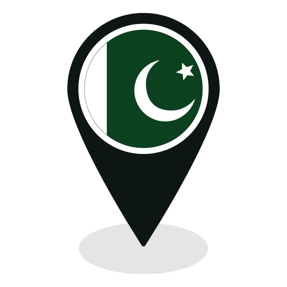 Pakistán bandera en mapa determinar con precisión icono aislado. bandera de Pakistán vector