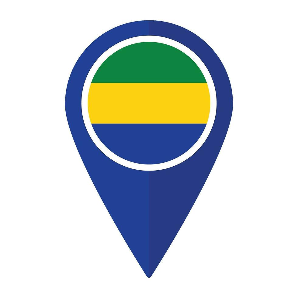 Gabon flag on map pinpoint icon isolated. Flag of Gabon vector
