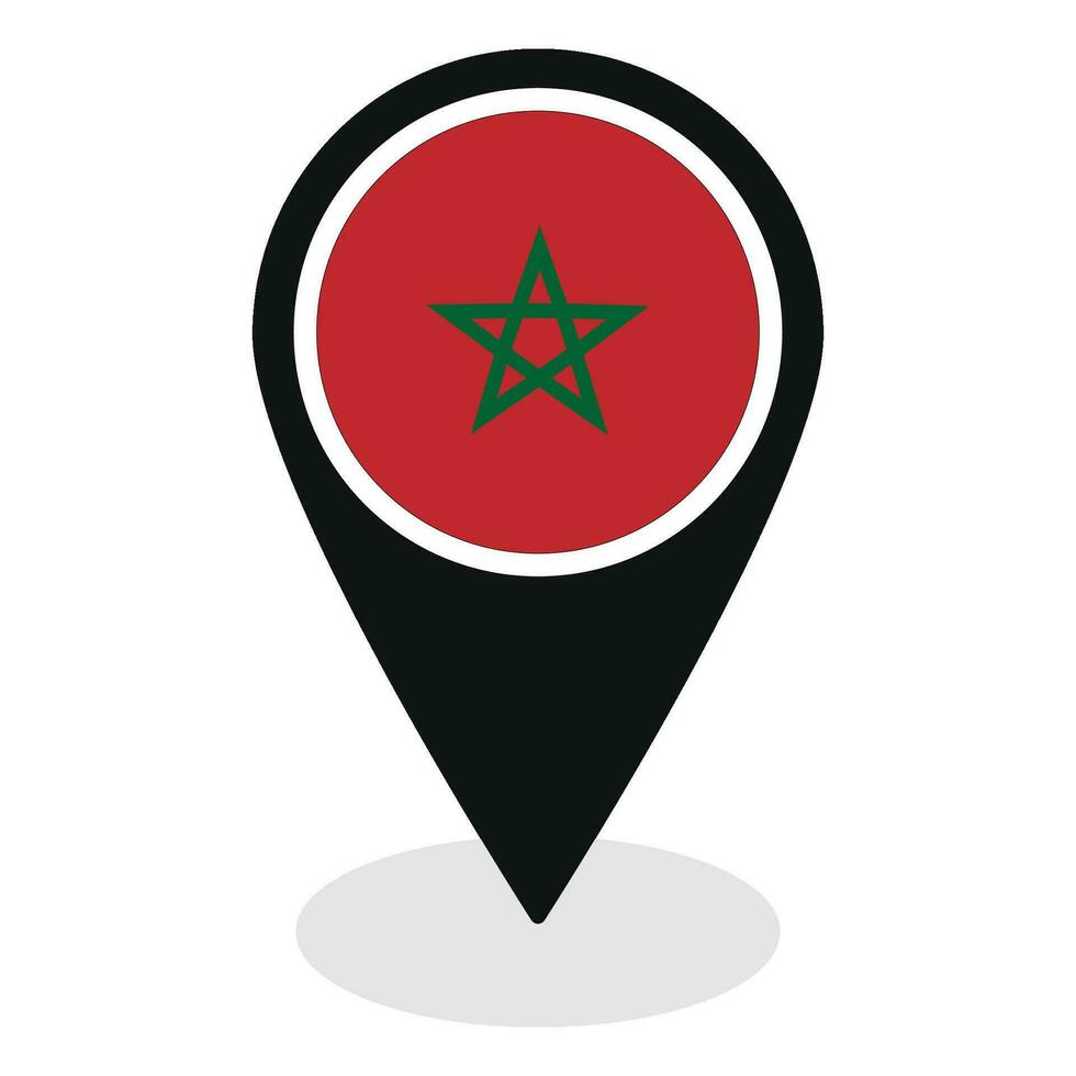 Morocco flag on map pinpoint icon isolated. Flag of Morocco vector