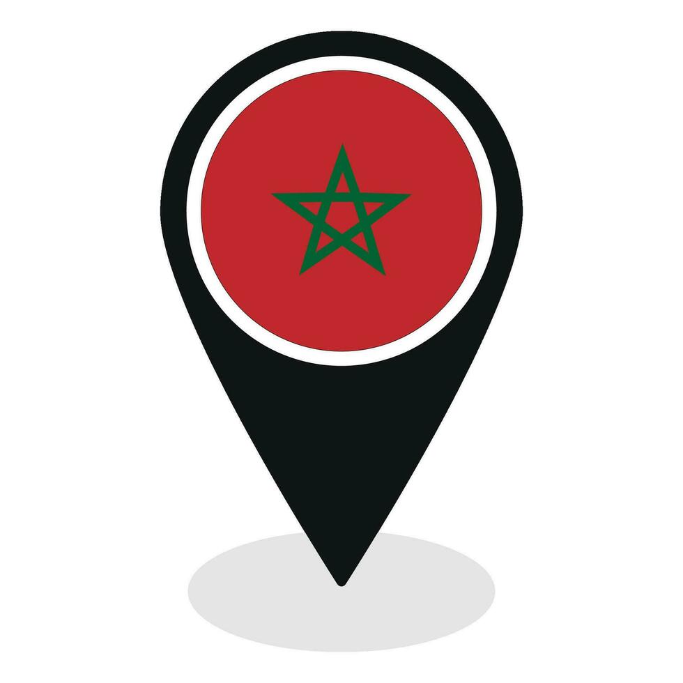 Morocco flag on map pinpoint icon isolated. Flag of Morocco vector