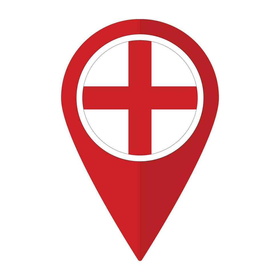 England flag on map pinpoint icon isolated. Flag of England vector