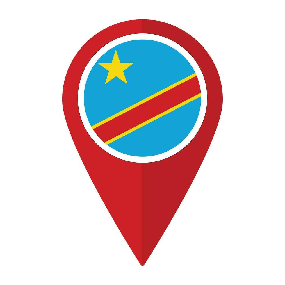 Democratic Republic of the Congo flag on map pinpoint icon isolated. vector