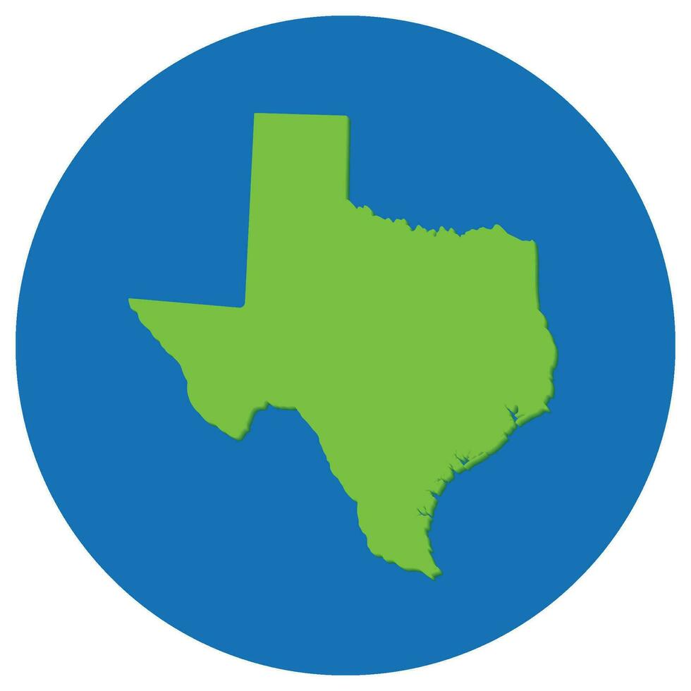Texas estado mapa en globo forma verde con azul redondo circulo color. mapa de el nos estado de Texas. vector
