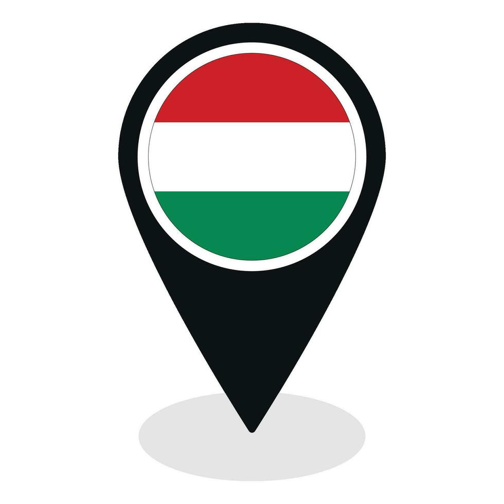 Hungary flag on map pinpoint icon isolated. Flag of Hungary vector