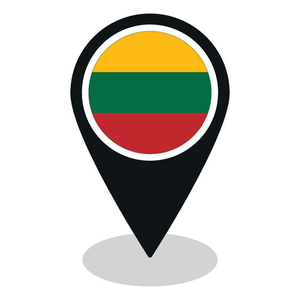 Lithuania flag on map pinpoint icon isolated. Flag of Lithuania vector
