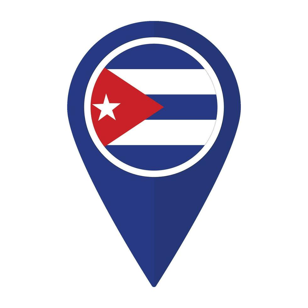 Cuba flag on map pinpoint icon isolated. Flag of Cub. vector