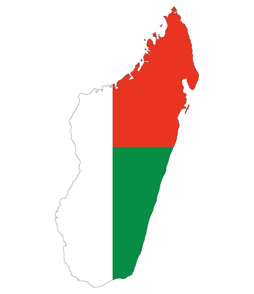 Madagascar map. Map of Madagascar with Madagascar flag vector