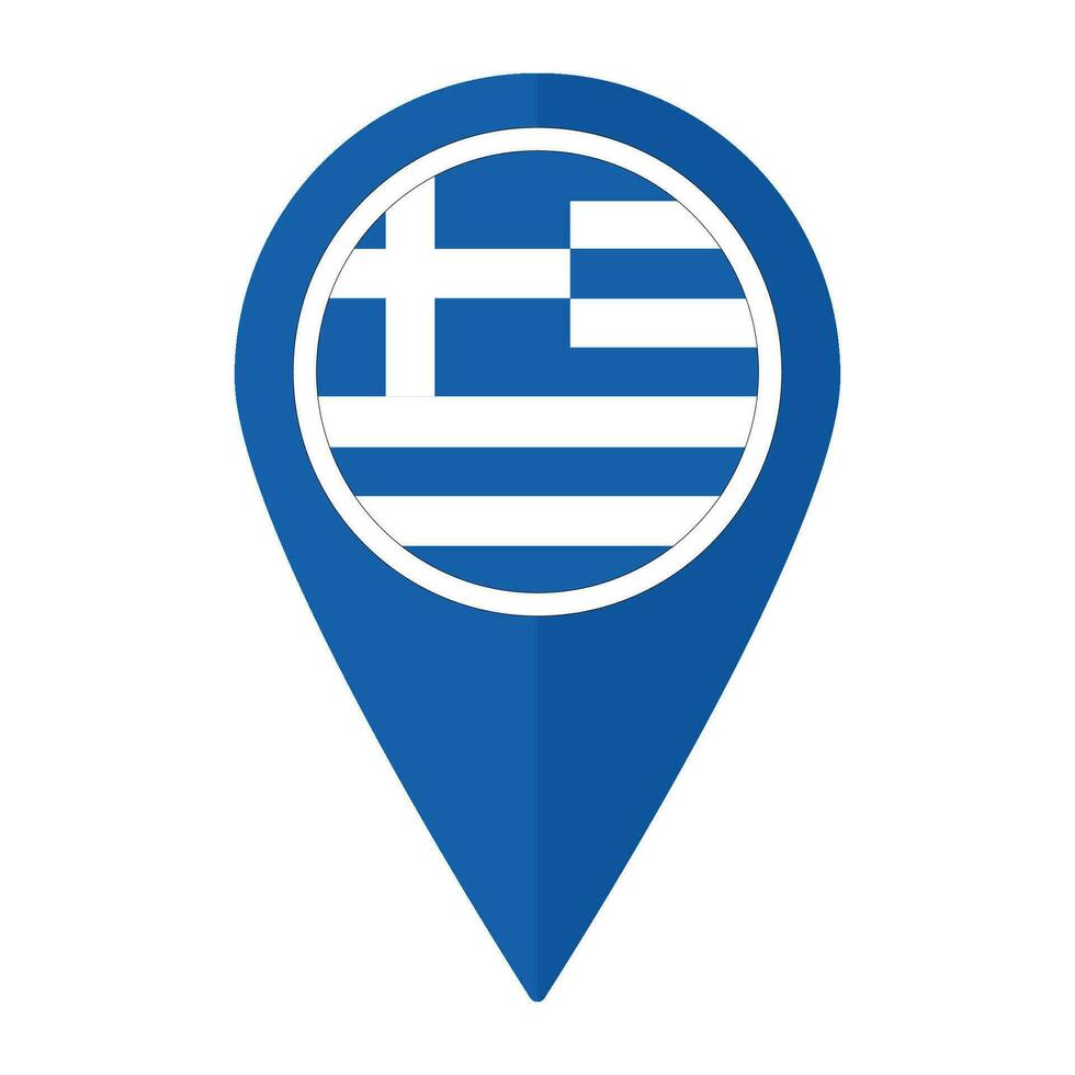 Greece flag on map pinpoint icon isolated. Flag of Greece vector