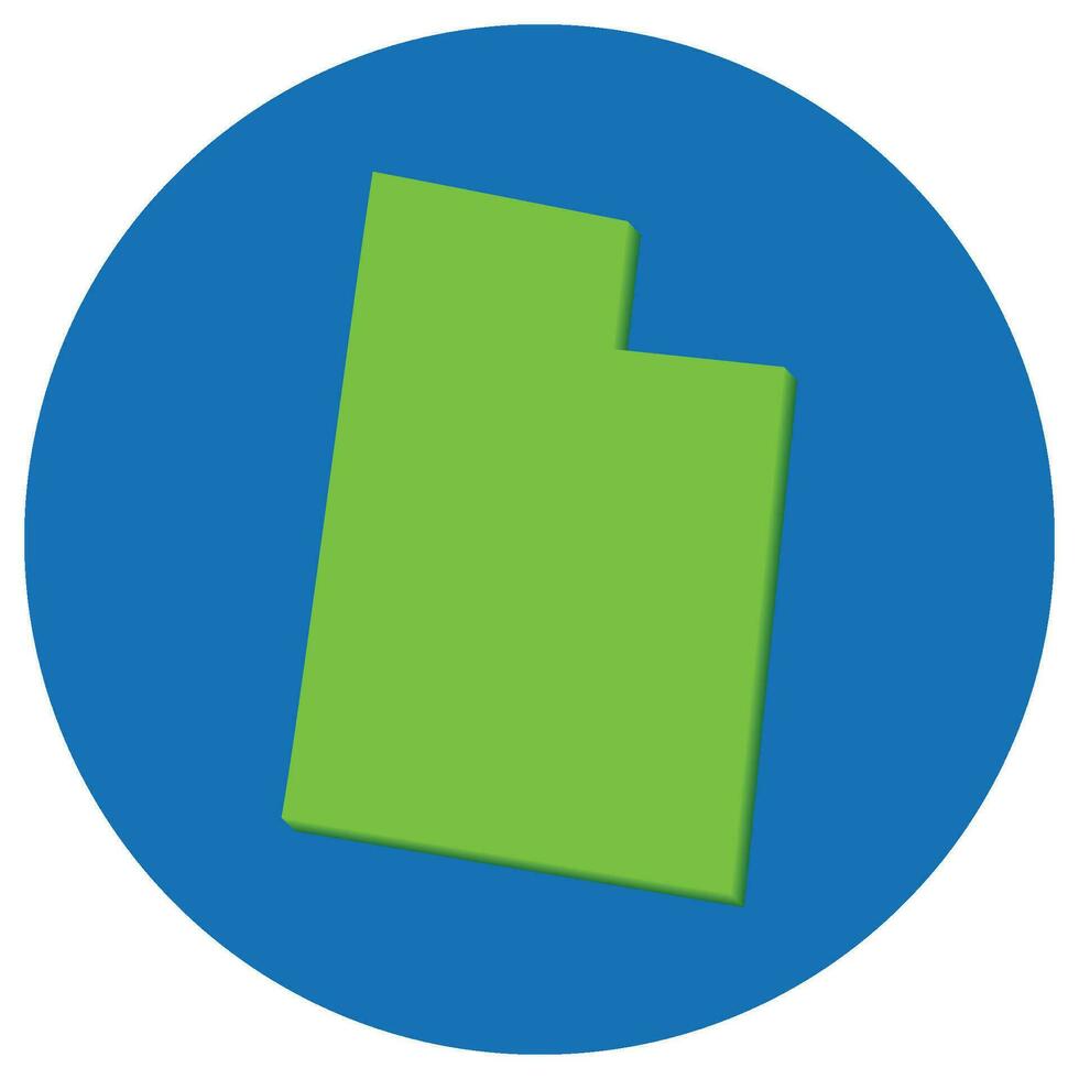 Utah state map in globe shape green with blue round circle color. Map of the U.S. state of Utah. vector