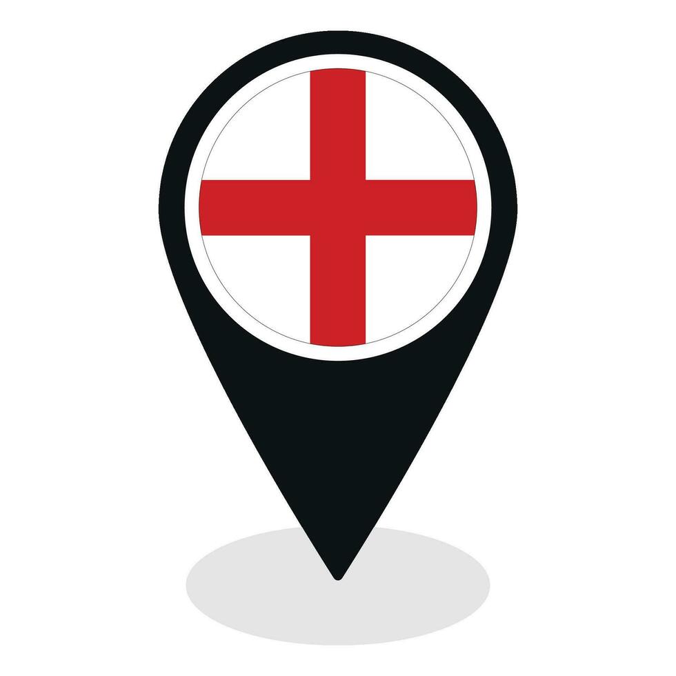 England flag on map pinpoint icon isolated. Flag of England vector