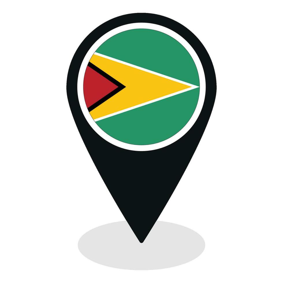 Guyana flag on map pinpoint icon isolated. Flag of Guyana vector