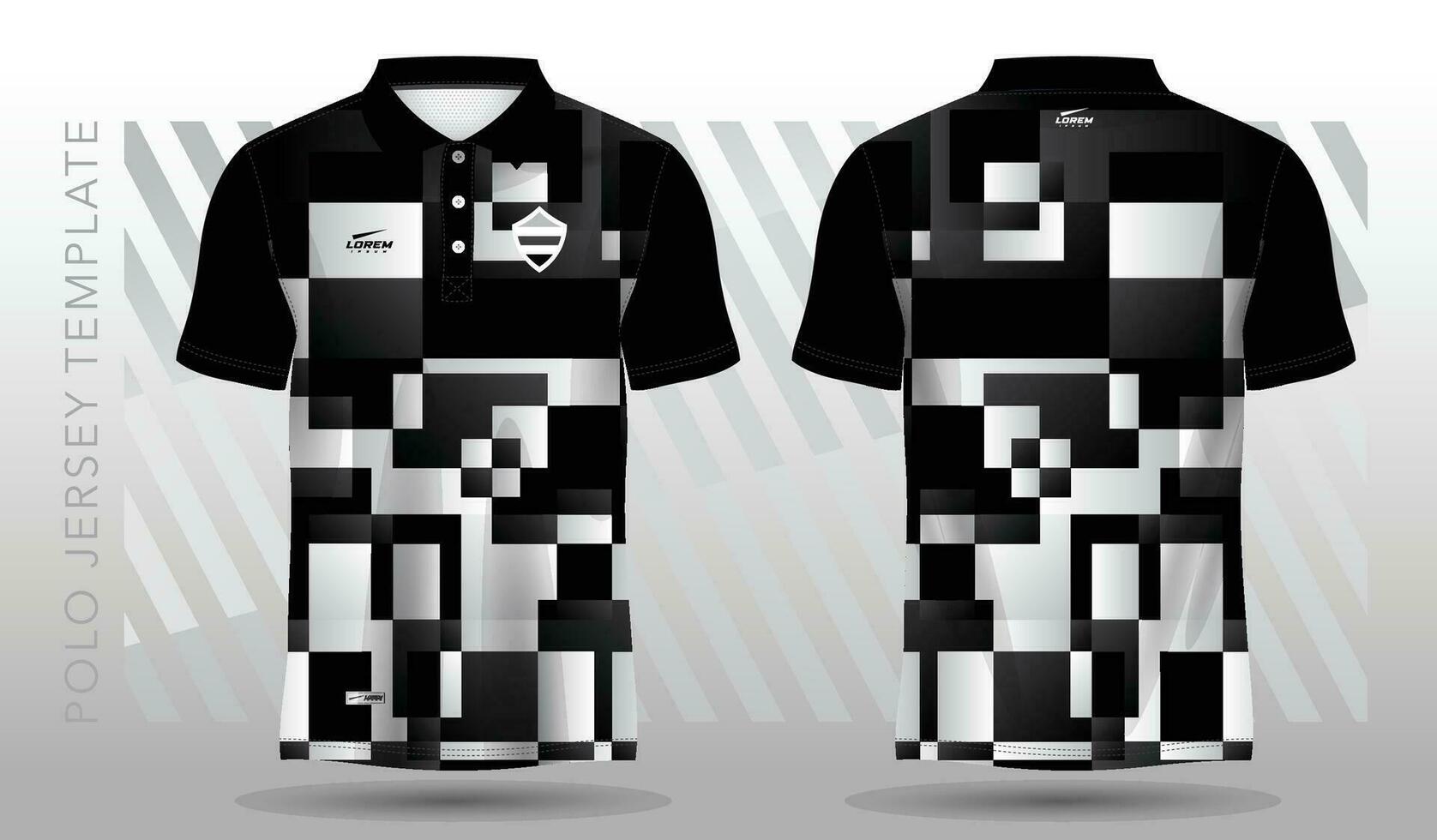 negro y blanco resumen polo jersey deporte diseño vector