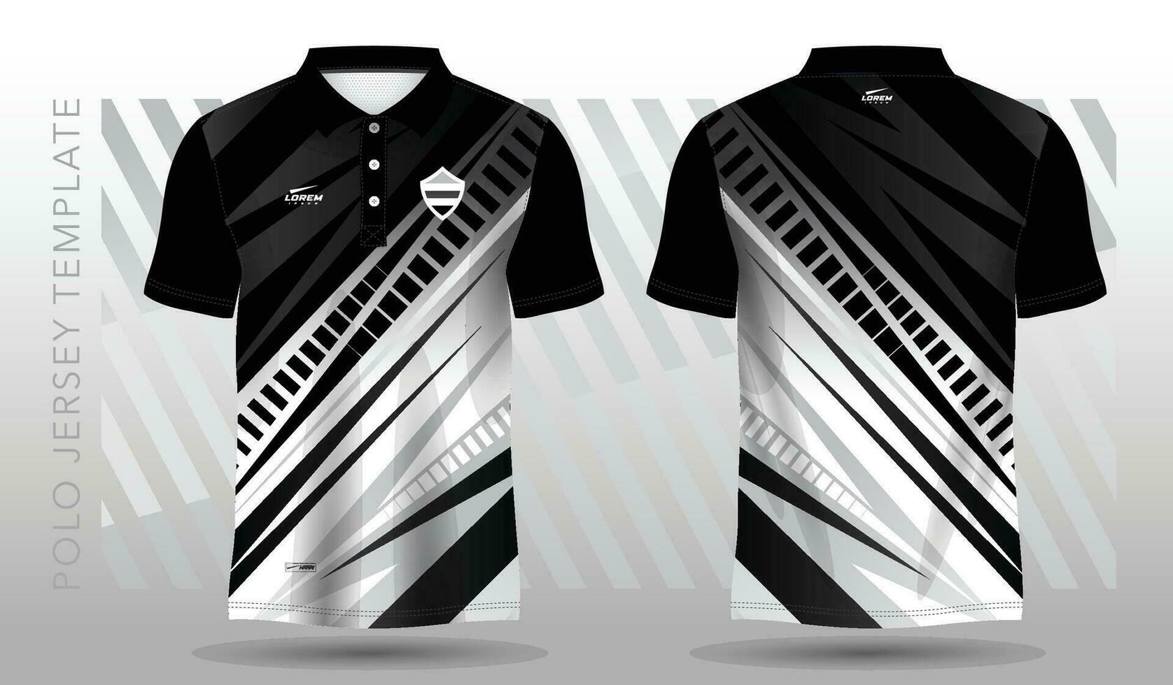 black and white abstract polo jersey sport design vector