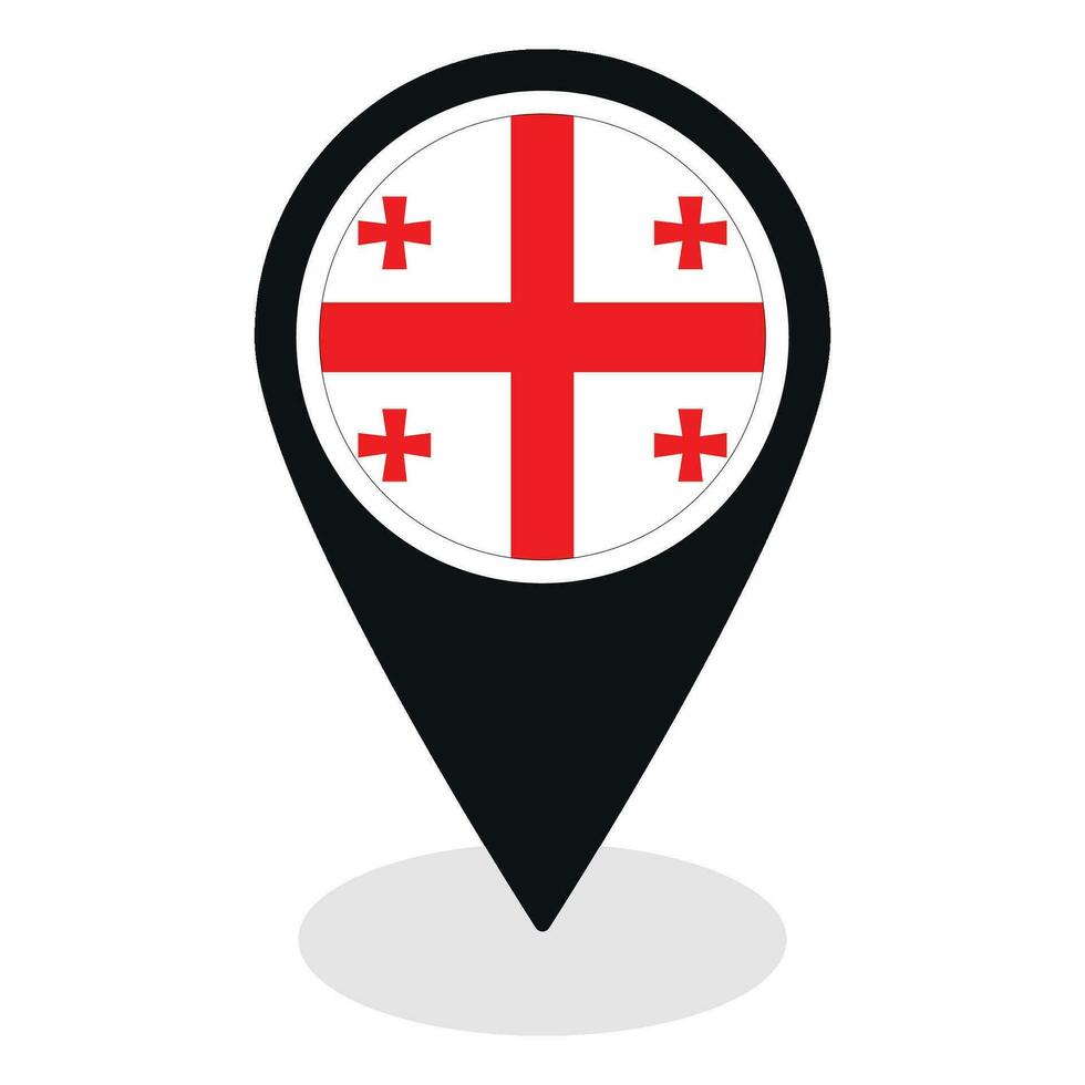 Georgia flag on map pinpoint icon isolated. Flag of Georgia vector