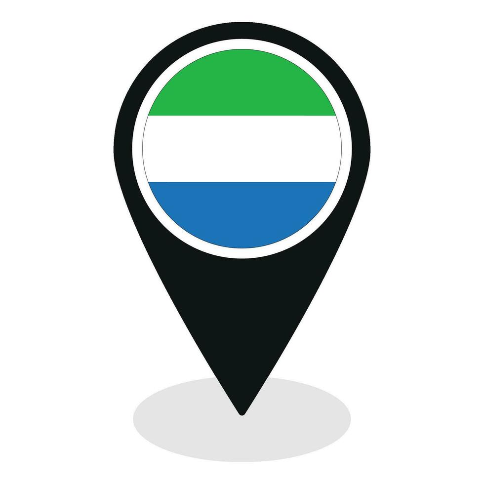 Sierra leone flag on map pinpoint icon isolated. Flag of Sierra leone vector