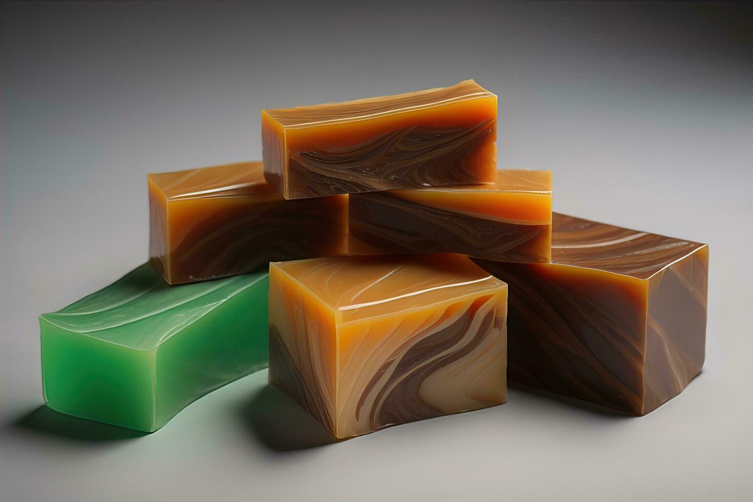 AI generated Soap bars on a colored background. ai generative photo