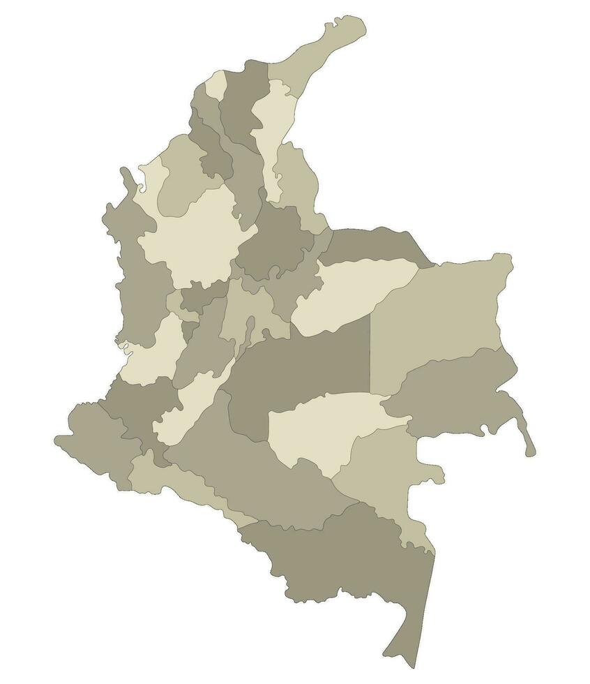 Colombia map. Map of Colombia in administrative provinces in multicolor vector