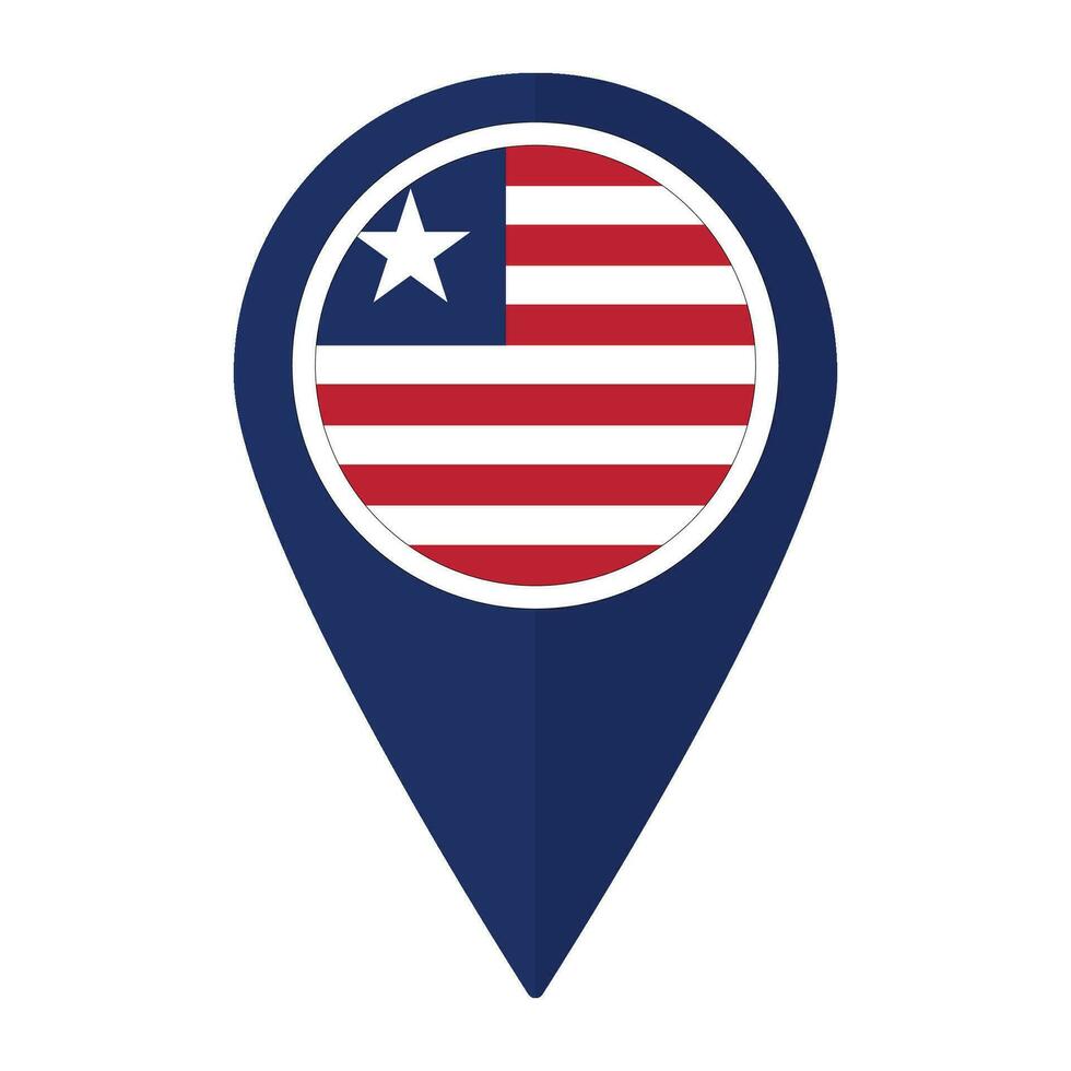 Liberia flag on map pinpoint icon isolated. Flag of Liberia vector