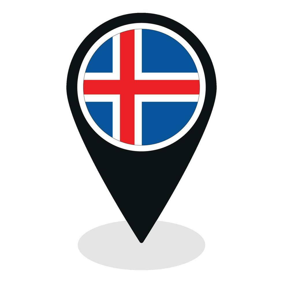 Islandia bandera en mapa determinar con precisión icono aislado. bandera de Islandia vector