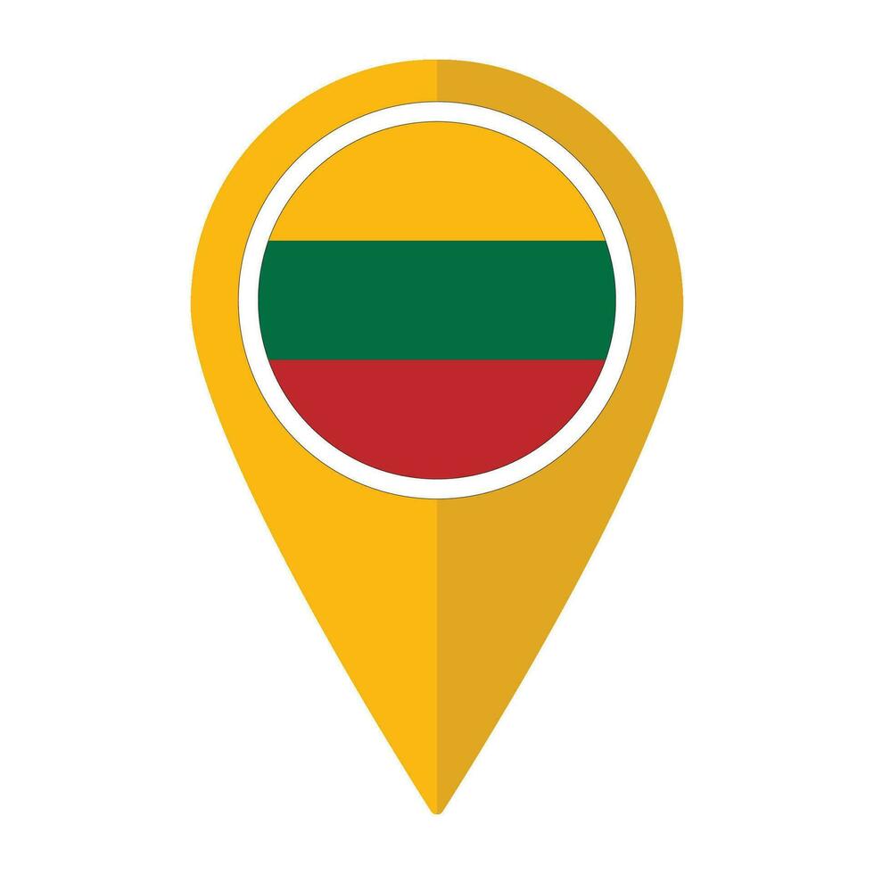 Lithuania flag on map pinpoint icon isolated. Flag of Lithuania vector