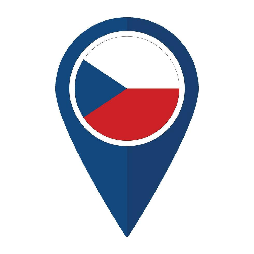 Czech Republic flag on map pinpoint icon isolated. Flag of Czech Republic. vector