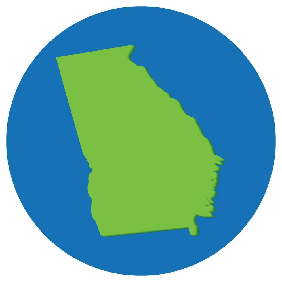 Georgia nos estado estado mapa en globo forma verde con azul circulo color. mapa de el nos estado de Georgia. vector