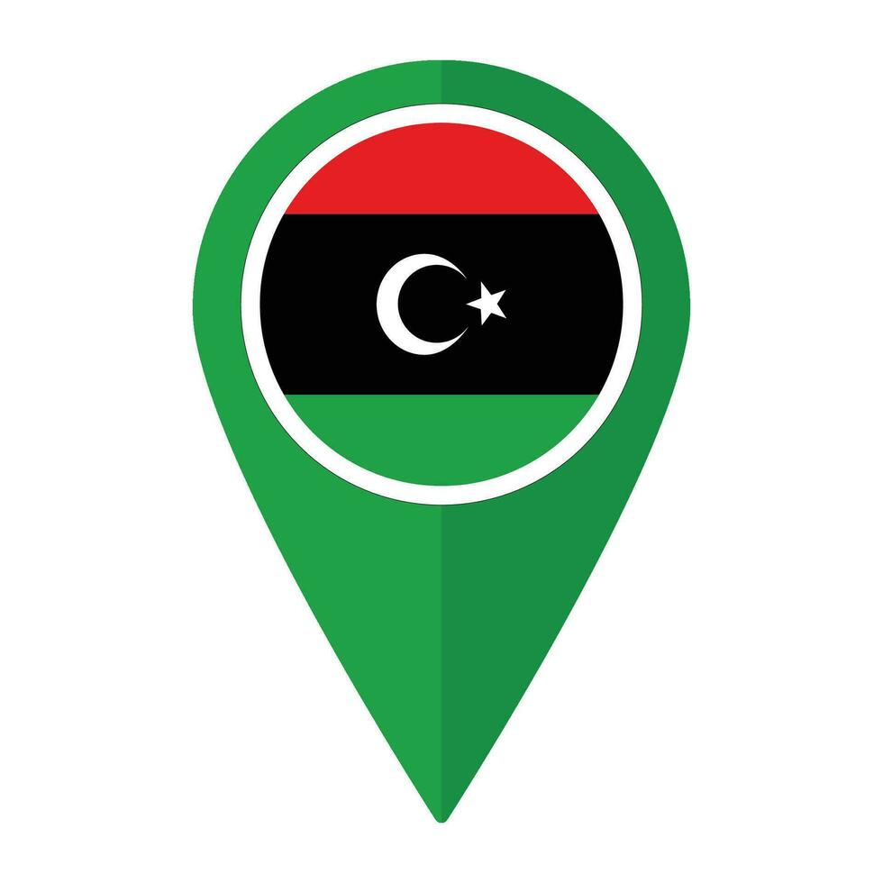 Libia bandera en mapa determinar con precisión icono aislado. bandera de Libia vector