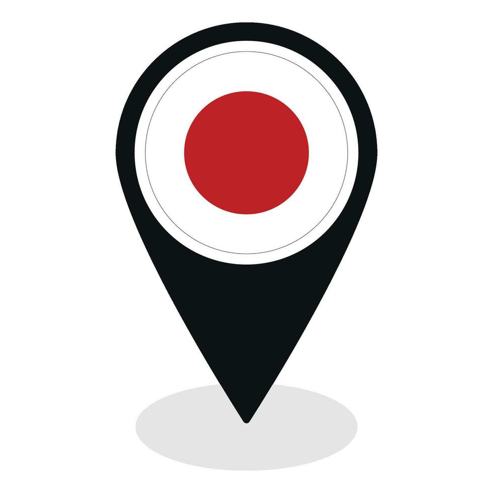 Japan flag on map pinpoint icon isolated. Flag of Japan vector