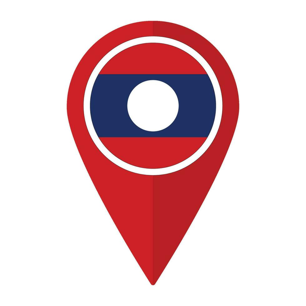 Laos flag on map pinpoint icon isolated. Flag of Laos vector