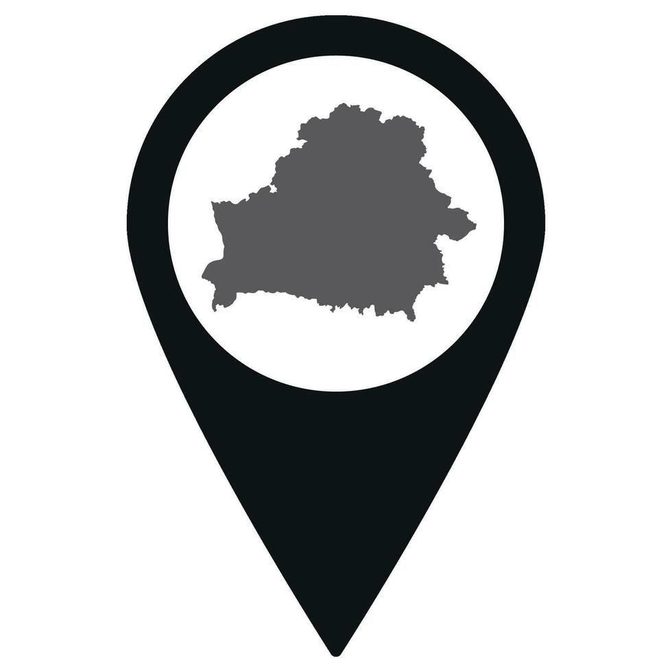 Belarus map on map pin icon black color isolated vector