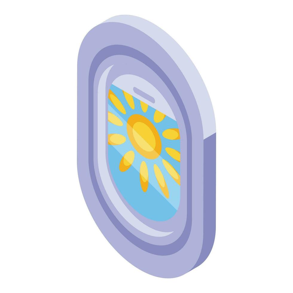 Sunny day over airplane window icon isometric vector. Air travel vector