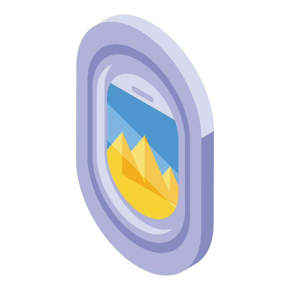 Airplane window pyramids view icon isometric vector. View discover vector