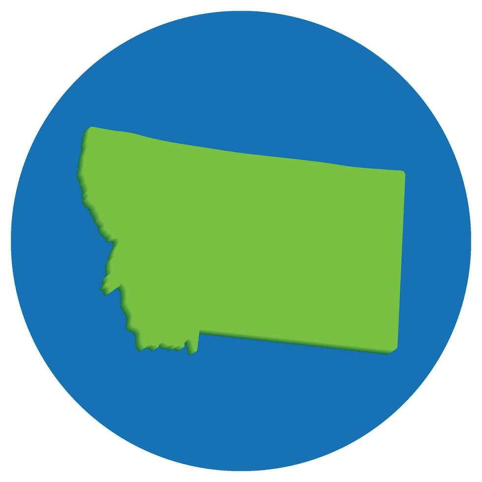 Montana state map in globe shape green with blue round circle color. Map of the U.S. state of Montana. vector