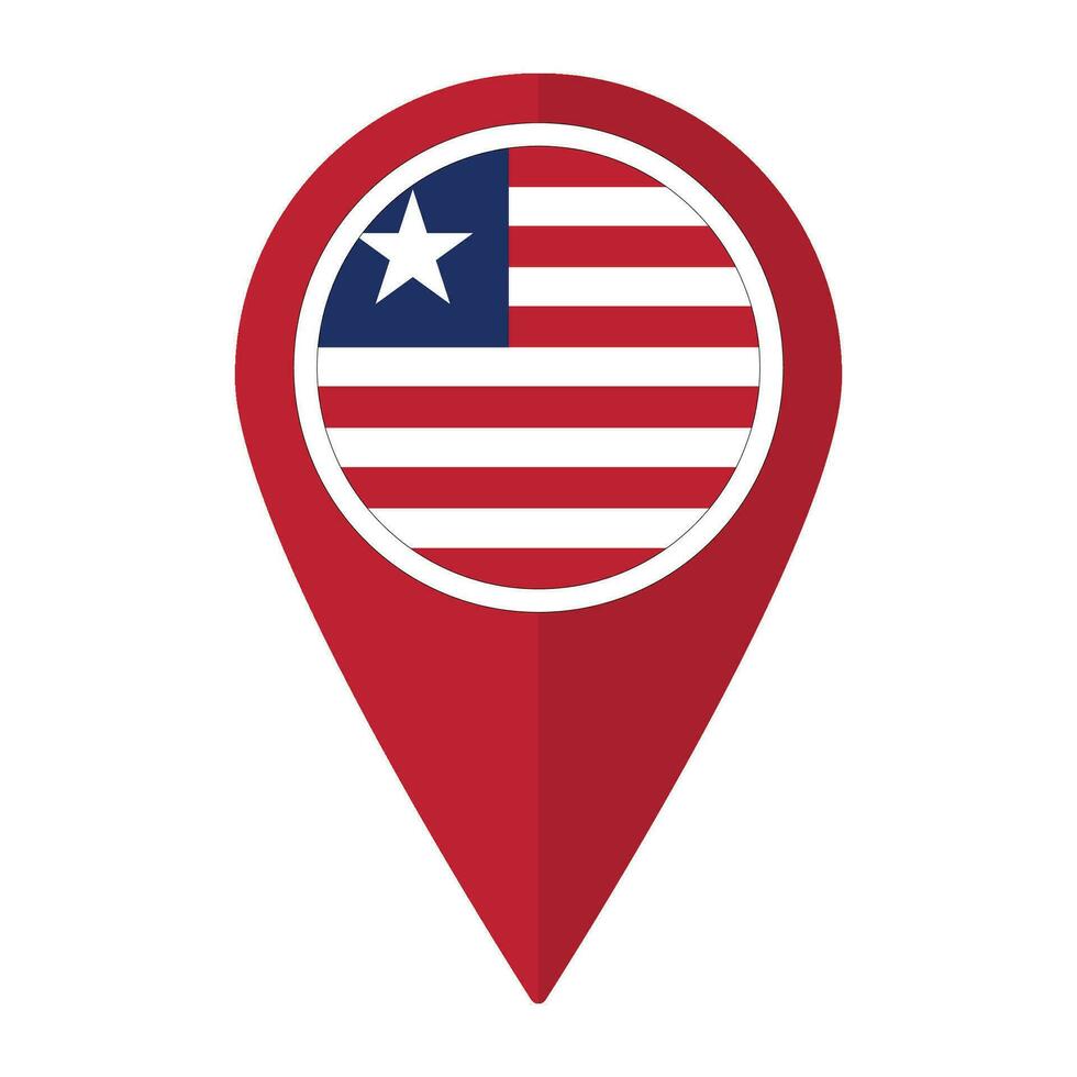 Liberia bandera en mapa determinar con precisión icono aislado. bandera de Liberia vector