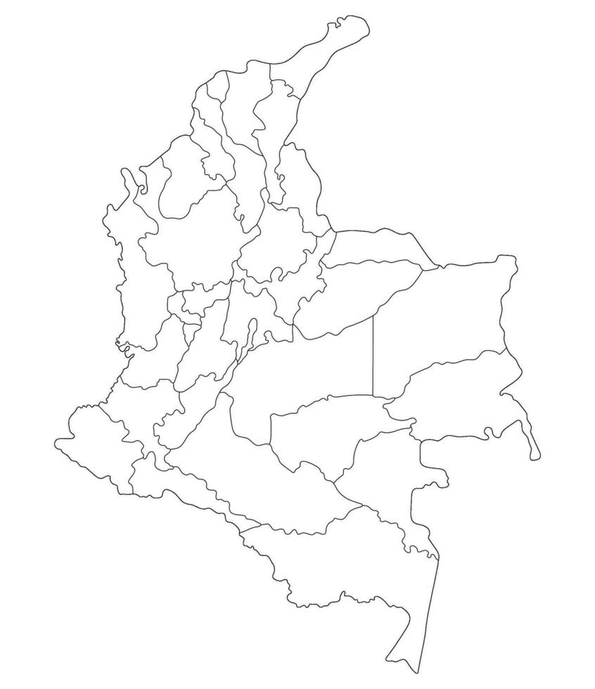 Colombia map. Map of Colombia in administrative provinces in white color vector