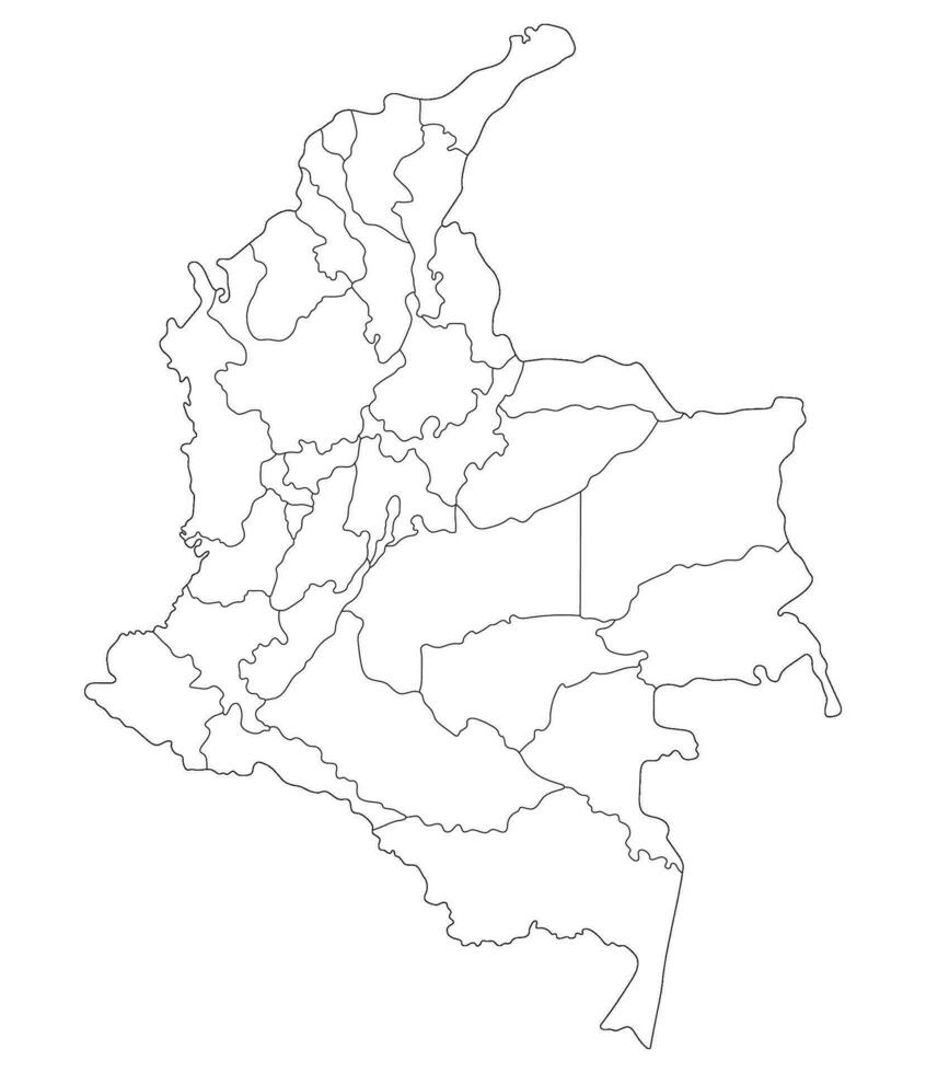 Colombia mapa. mapa de Colombia en administrativo provincias en blanco color vector