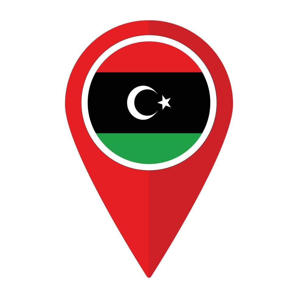 Libia bandera en mapa determinar con precisión icono aislado. bandera de Libia vector