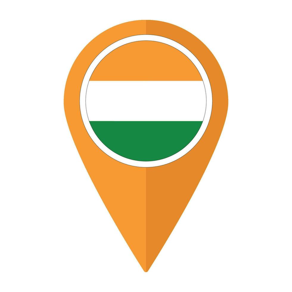 India bandera en mapa determinar con precisión icono aislado. bandera de India vector