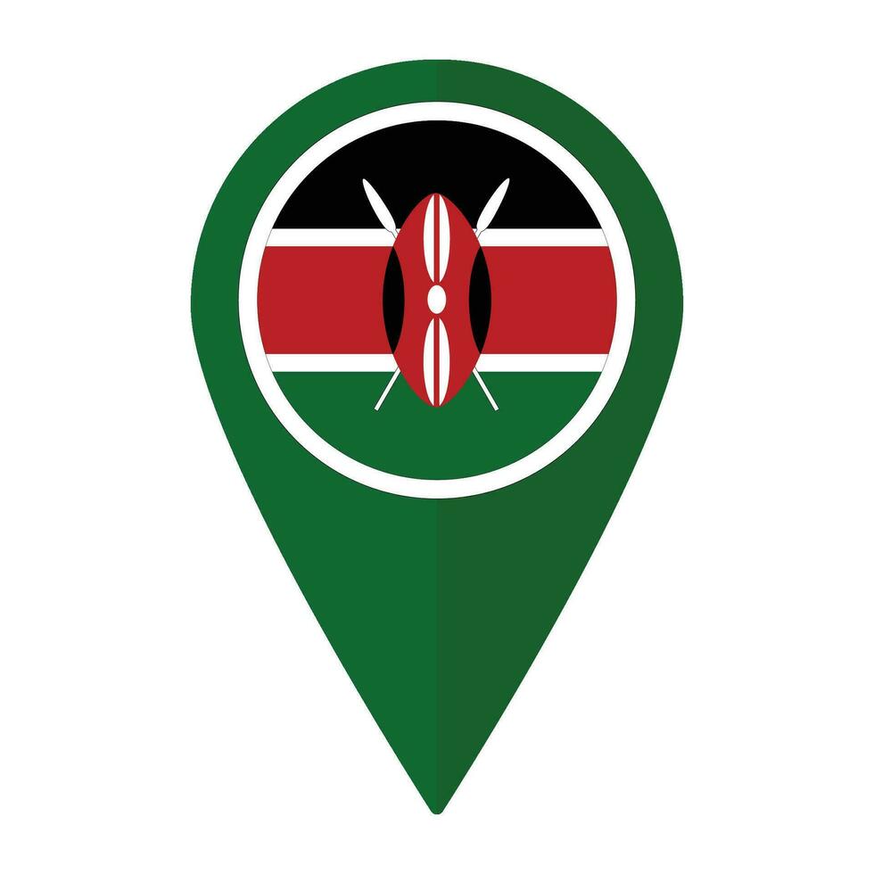 Kenia bandera en mapa determinar con precisión icono aislado. bandera de Kenia vector