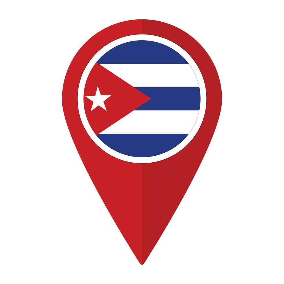 Cuba flag on map pinpoint icon isolated. Flag of Cub. vector