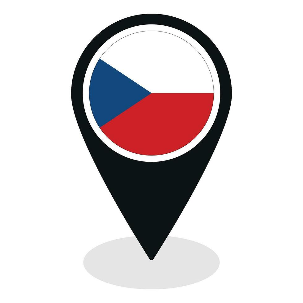 Czech Republic flag on map pinpoint icon isolated. Flag of Czech Republic. vector