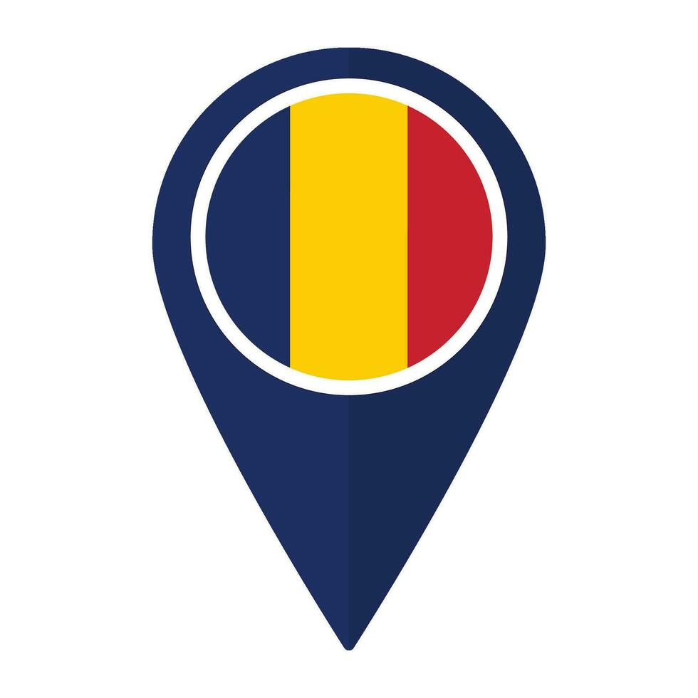 Flag of Chad. Chad flag on map pinpoint icon isolated. vector