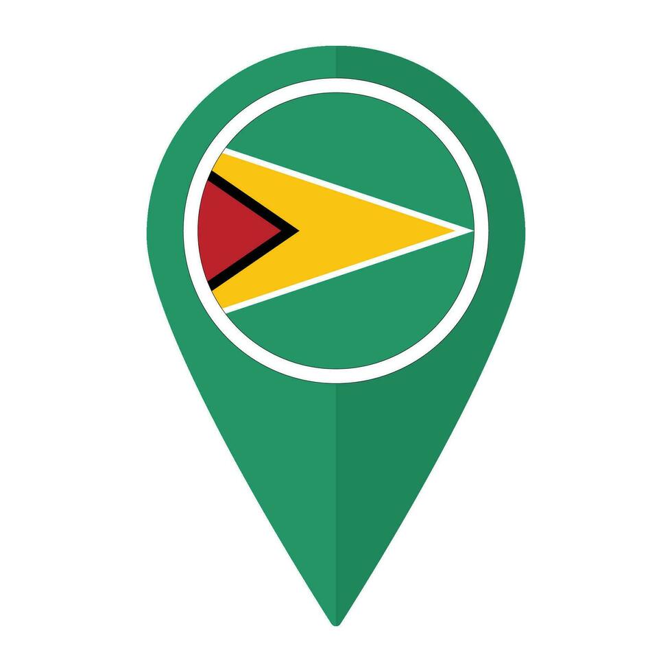 Guyana flag on map pinpoint icon isolated. Flag of Guyana vector