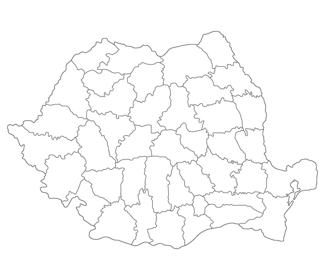 Romania map. Map of Romania in administrative provinces in white color vector
