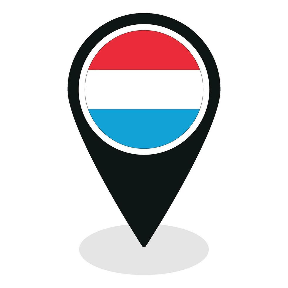 Luxembourg flag on map pinpoint icon isolated. Flag of Luxembourg vector