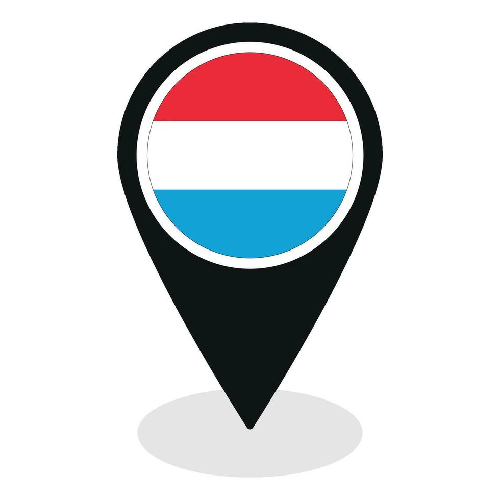 Luxembourg flag on map pinpoint icon isolated. Flag of Luxembourg vector