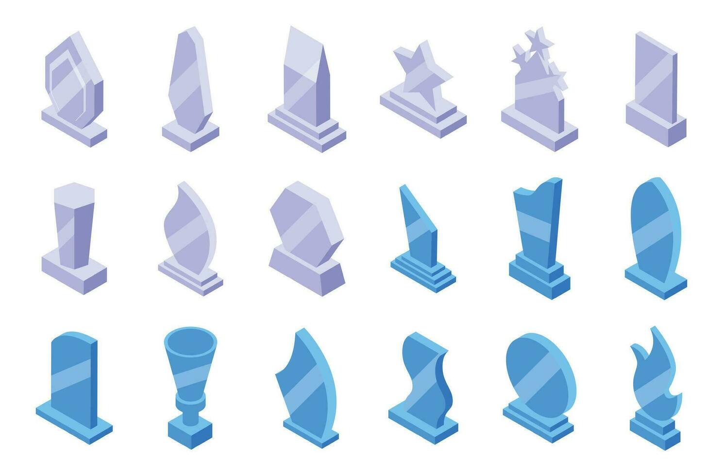 Glass trophy icons set isometric vector. Star acrylic shape vector