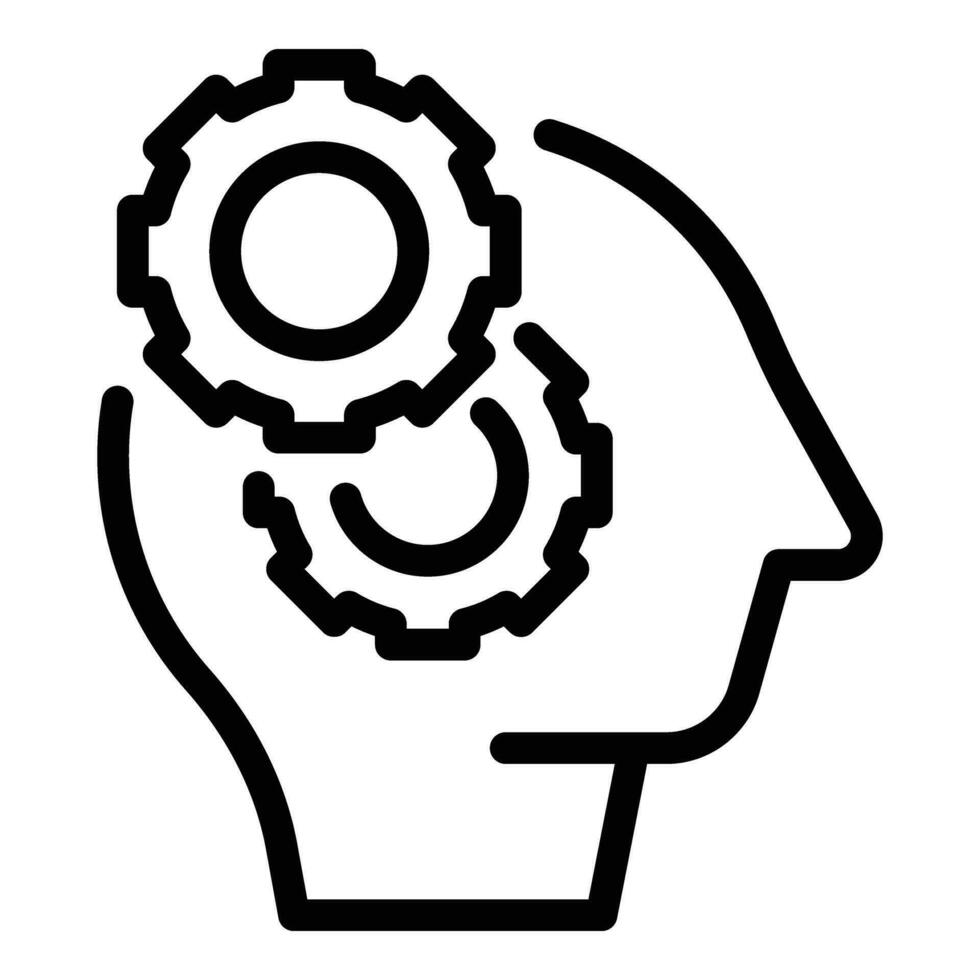 Brainstorming idea gear icon outline vector. Head social esg vector