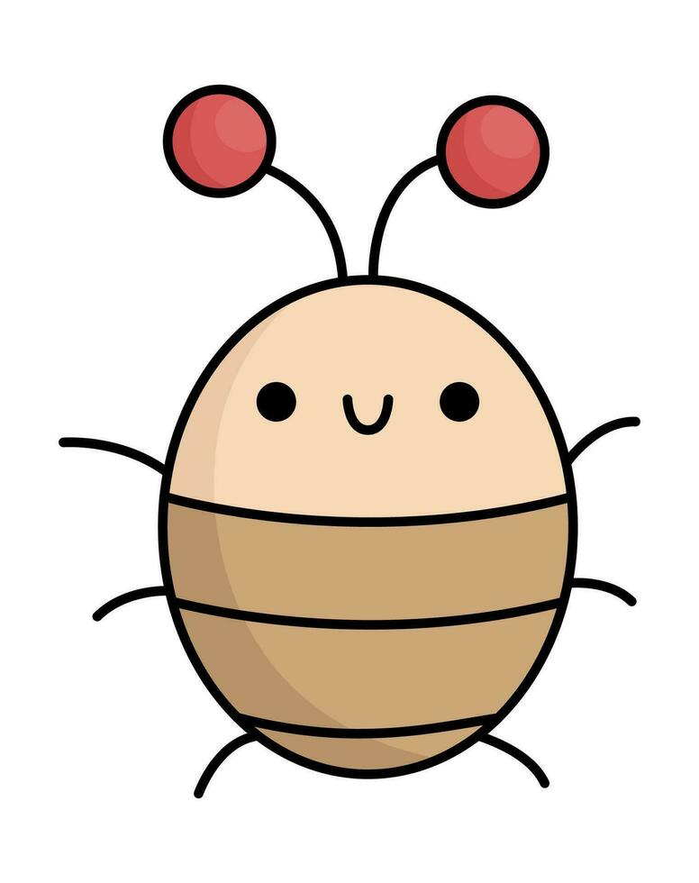 vector kawaii marrón error icono para niños. linda sonriente escarabajo ilustración. gracioso dibujos animados personaje. adorable insecto clipart